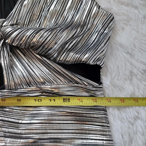 Gabrielle Union for NY&Co Silver Metalic Ilussion Dress Size Meduim NWT - Picture 9 of 10